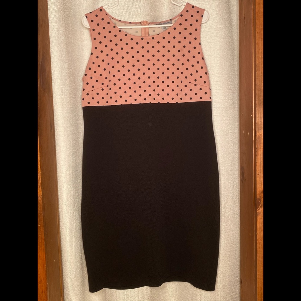 Pink and Black polka dotted dress. -plus size